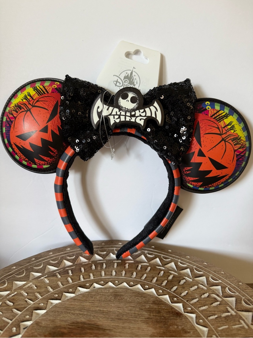 Disney Parks Jack Skellington Pumpkin King Minnie Ears New